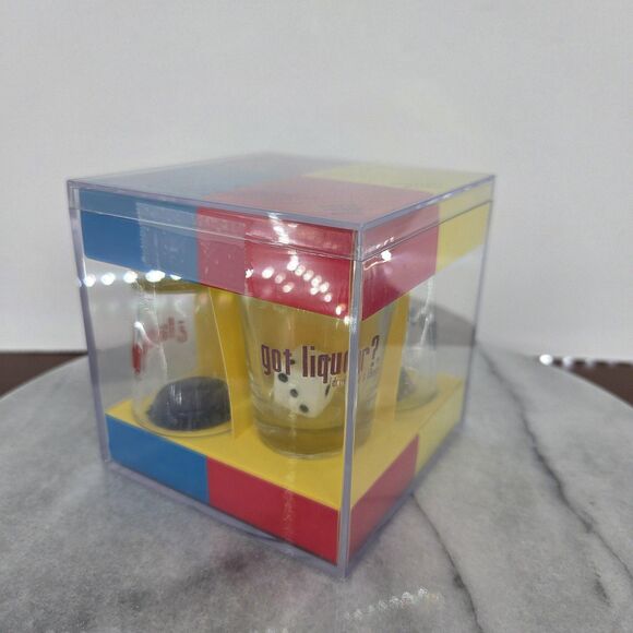 Party Drinking Game Set Shot Glasses Dice Quarters Ball 3-Man Midnight Shooters - Picture 3 of 5